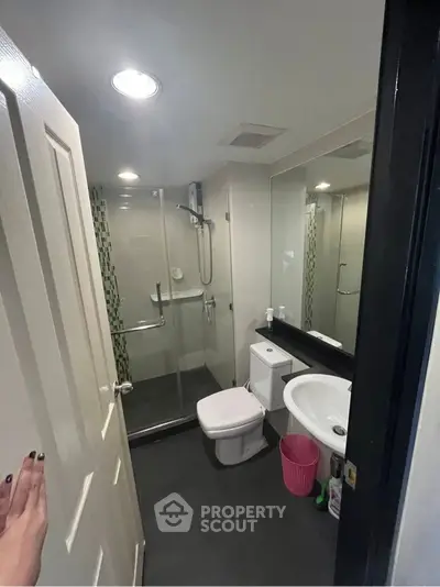 Modern bathroom with sleek fixtures and contemporary design