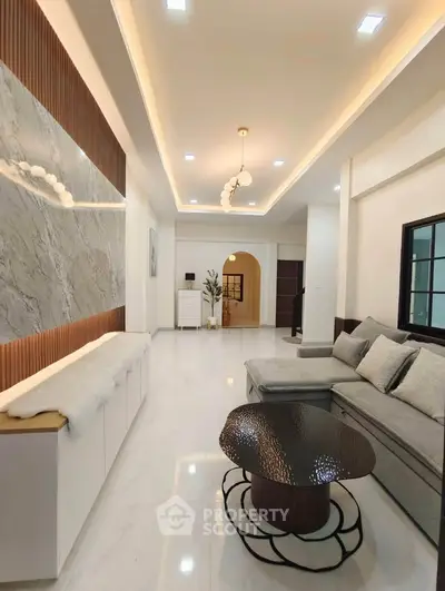 Spacious modern living room with elegant decor and stylish furniture