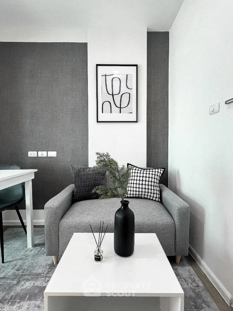 Modern bedroom with stylish decor and cozy ambiance