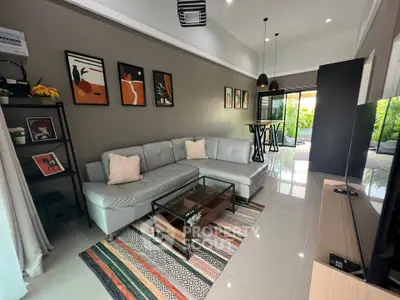 Stylish modern living room with sleek furniture and vibrant decor, perfect for contemporary urban living.