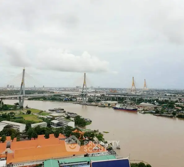 Stunning river view with iconic bridge and cityscape, perfect for urban living enthusiasts.