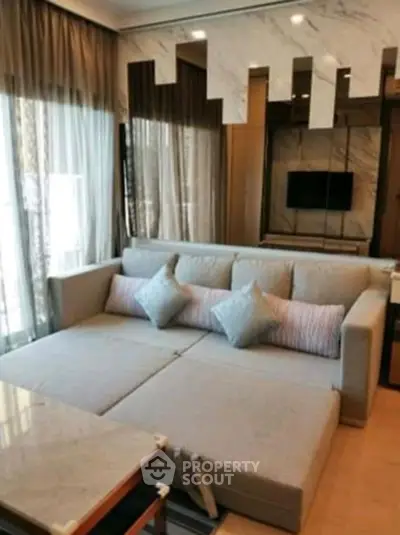 Luxurious living room with modern sofa and elegant decor