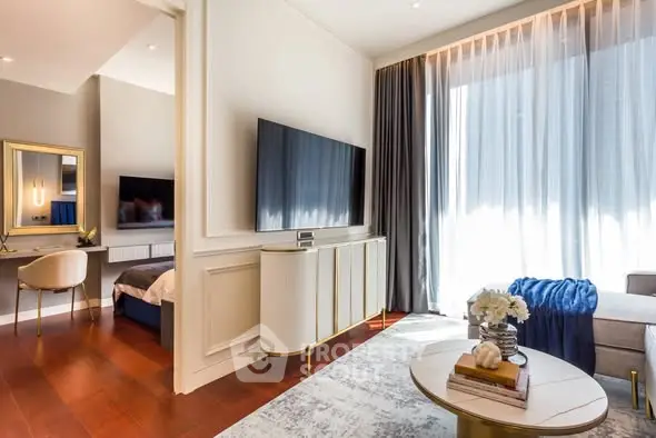 Luxurious modern living room with elegant decor and natural light