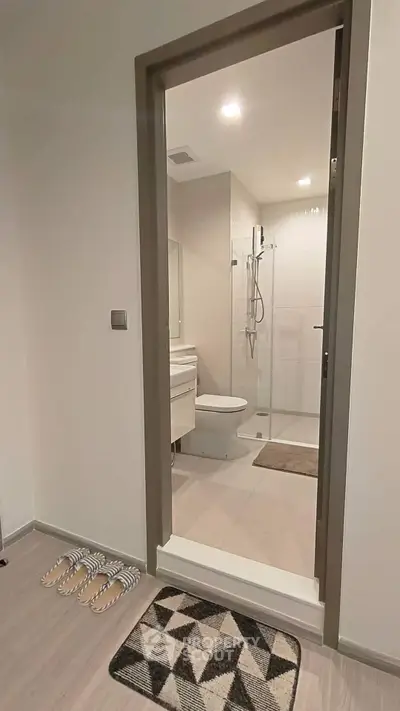 Modern bathroom with sleek shower and stylish decor