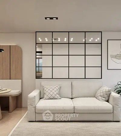 Modern living room with stylish sofa and elegant decor