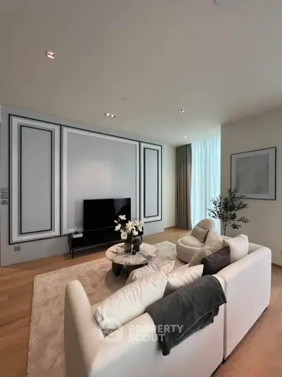 Elegant living room with modern decor and natural light
