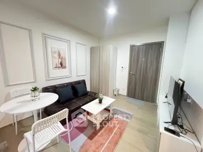 Modern living room with stylish decor and cozy seating area