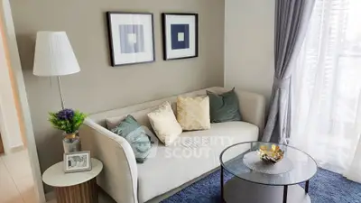 Cozy living room with modern decor and natural light