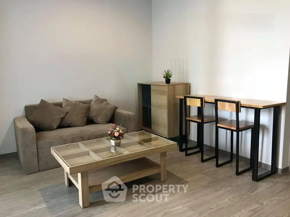 Modern living room with stylish furniture and cozy ambiance