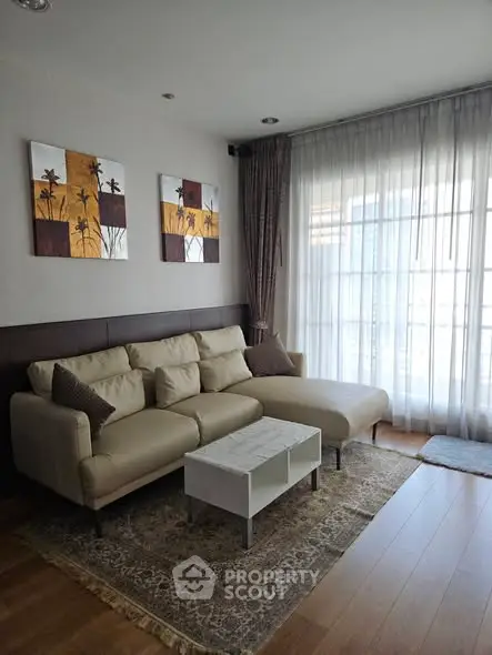 Modern living room with stylish decor and natural light