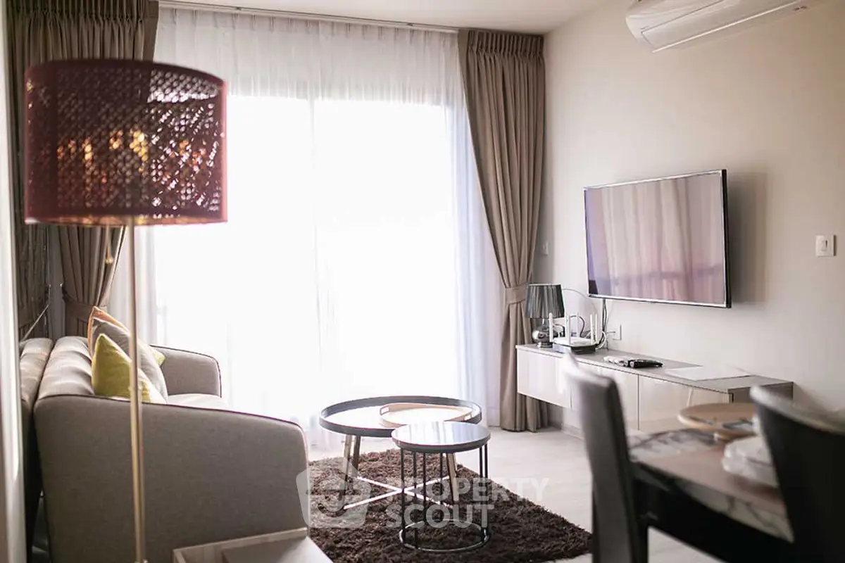 Modern living room with stylish decor and natural light