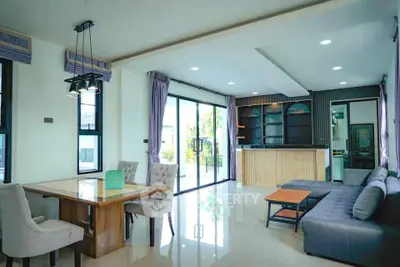 Spacious modern living room with open layout and elegant furnishings