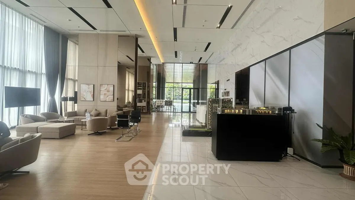 Luxurious modern living room with high ceilings and elegant decor