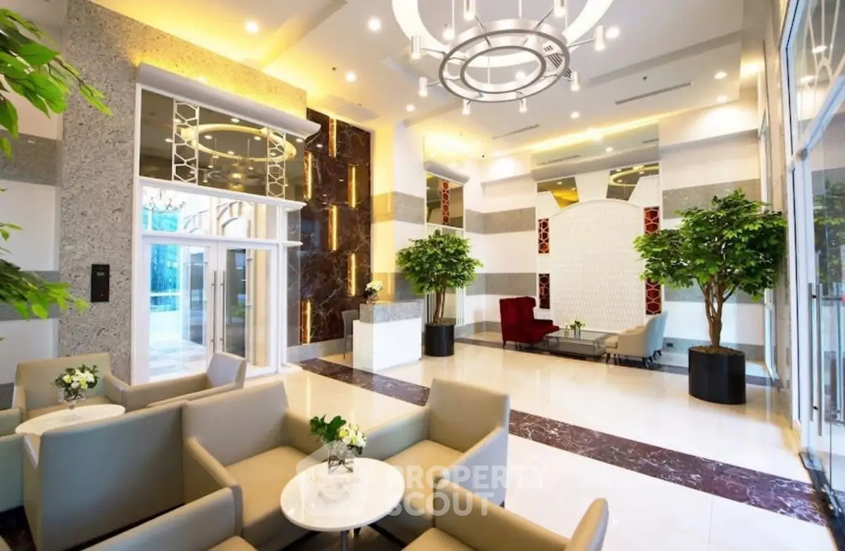 Luxurious modern lobby with elegant seating and stylish decor