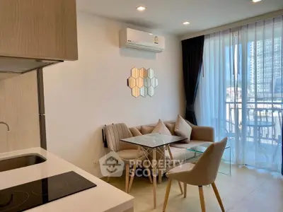 Modern living room with stylish furniture and natural light