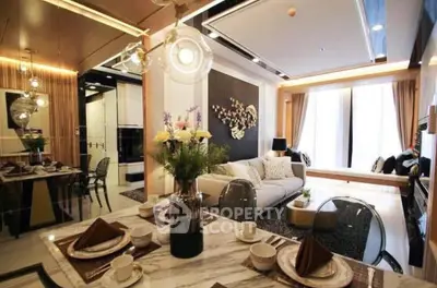 Luxurious modern living room with elegant dining area and stylish decor