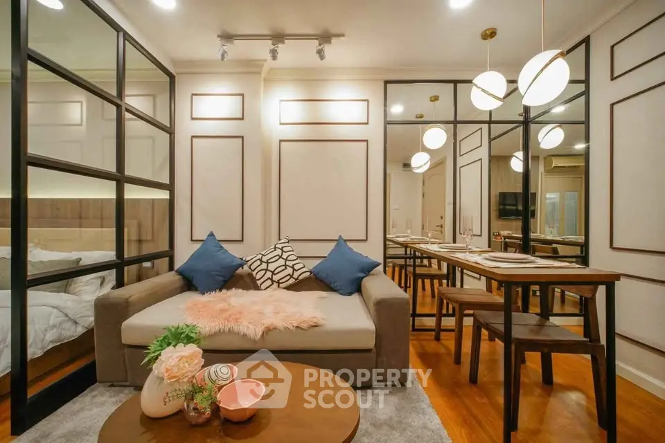 Stylish modern living room with elegant decor and cozy ambiance