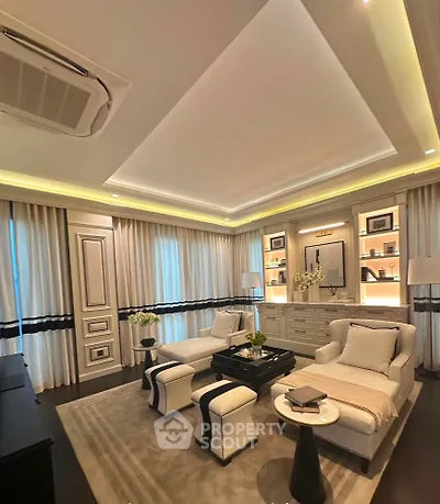 Luxurious living room with elegant decor and ambient lighting