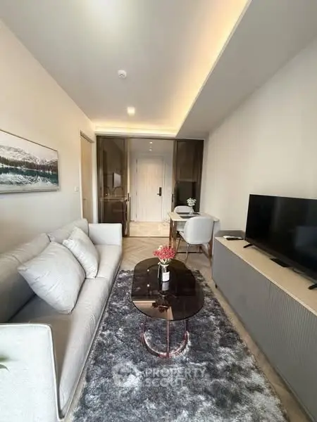 Modern living room with sleek furniture and stylish decor