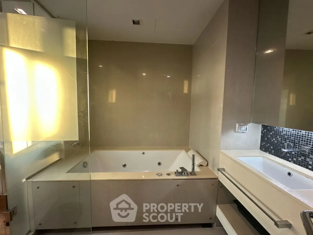 Luxurious bathroom with modern bathtub and sleek design