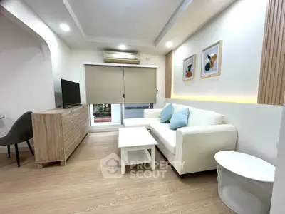 Modern living room with stylish decor and natural light