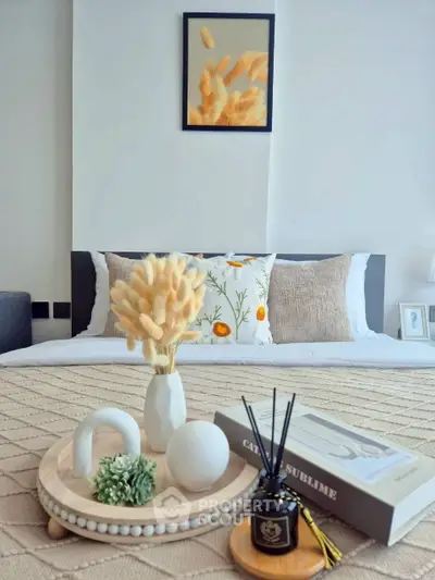 Elegant bedroom with stylish decor and cozy bedding, perfect for relaxation and comfort.
