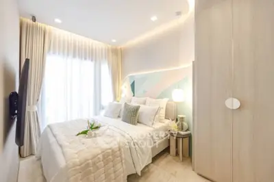 Elegant modern bedroom with cozy lighting and stylish decor