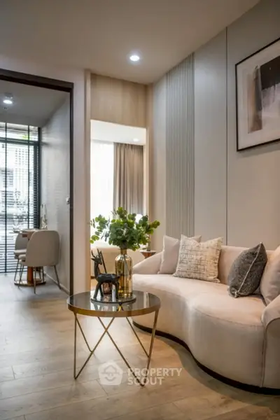 Stylish modern living room with elegant decor and cozy seating area