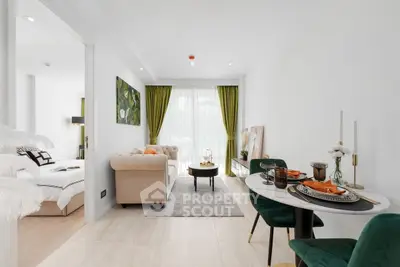 Modern living room with elegant decor and natural light