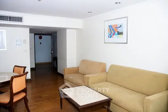 Cozy living room with modern art and comfortable seating