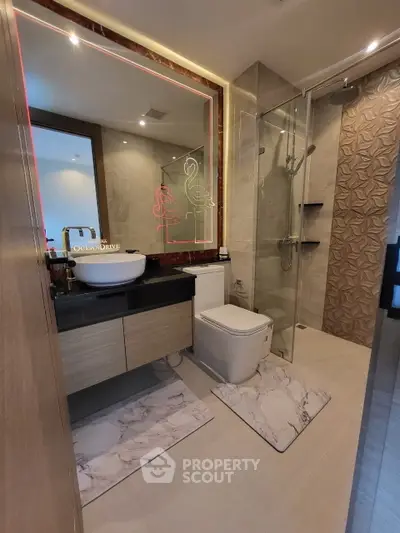 Luxurious modern bathroom with elegant fixtures and stylish design