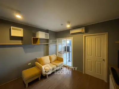 Cozy living room with modern decor and natural light