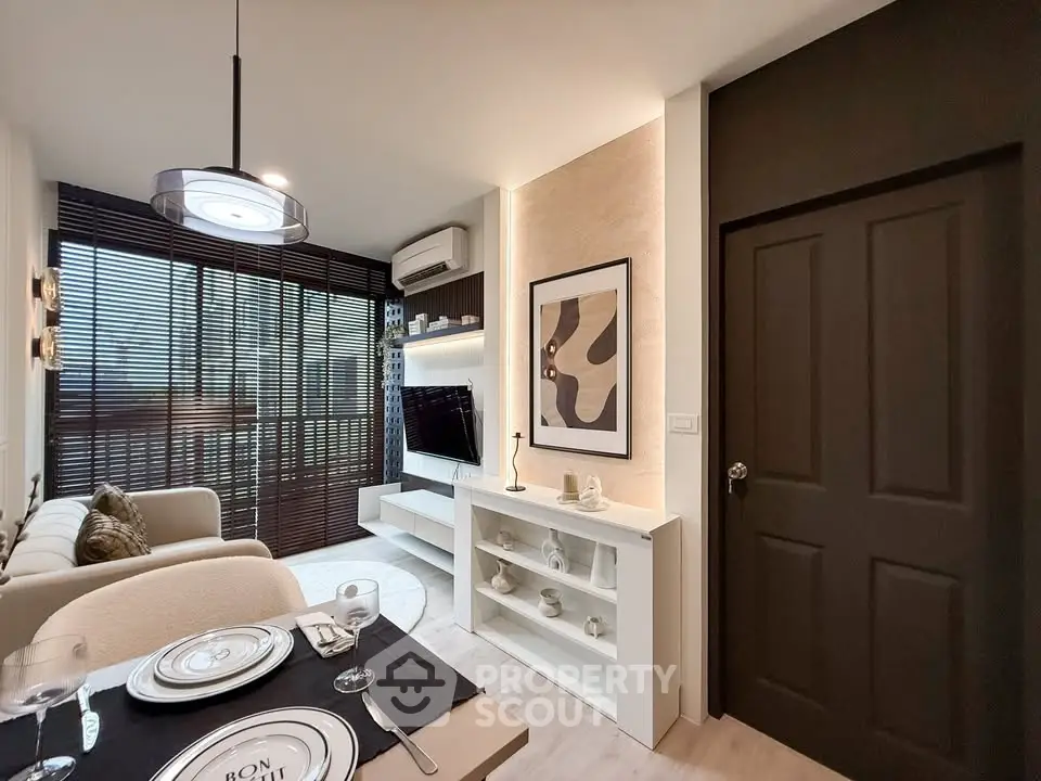 Modern living room with stylish decor and natural light