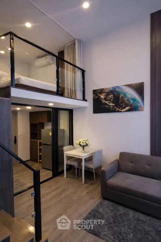 Modern loft apartment with mezzanine bedroom and stylish living area