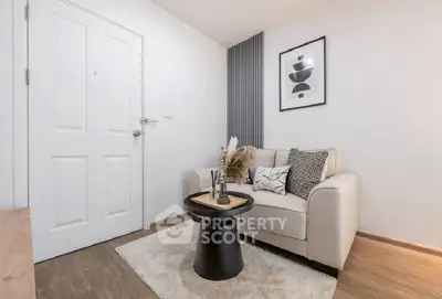 Chic modern living room with cozy sofa and stylish decor