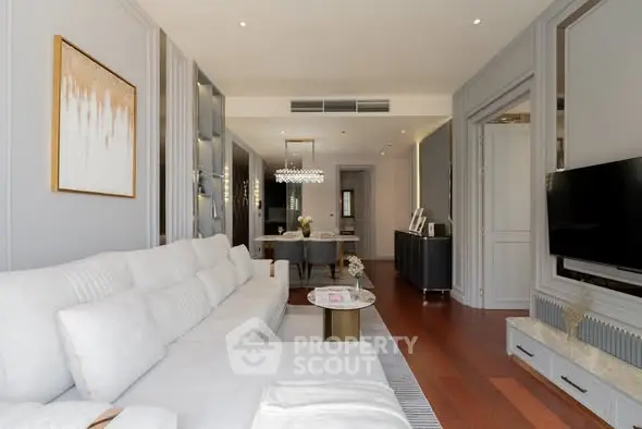 Luxurious modern living room with elegant decor and spacious layout