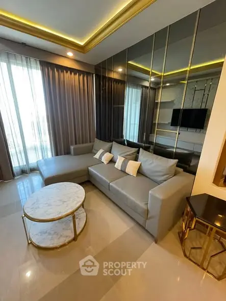 Luxurious modern living room with elegant sofa and stylish decor