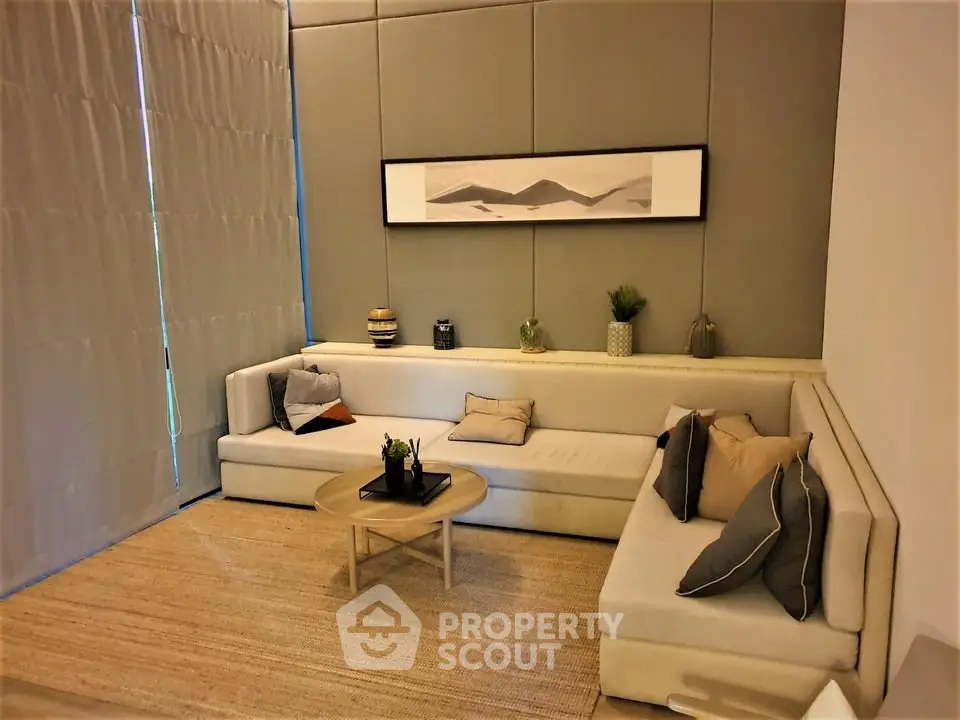 Stylish modern living room with cozy sectional sofa and elegant decor