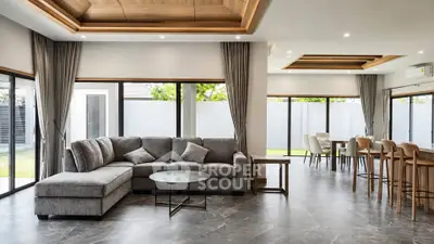 Spacious modern living room with open layout and stylish decor