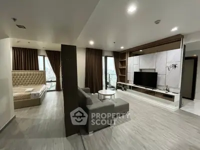 Spacious modern living room with open layout and stylish decor