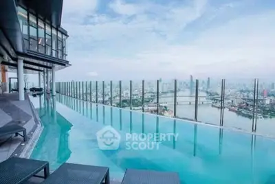 Stunning rooftop infinity pool with breathtaking city skyline view, perfect for luxury living.