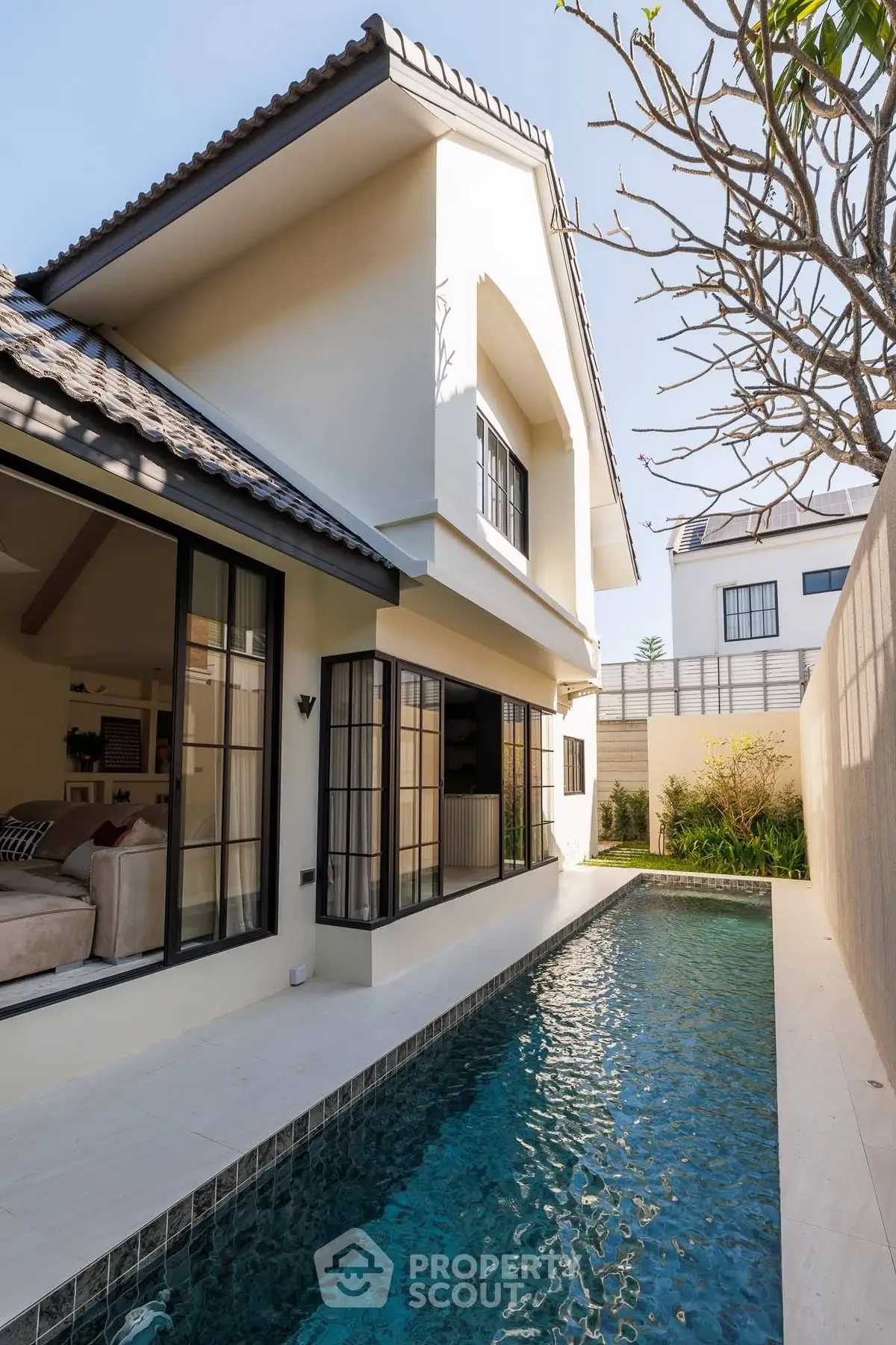 Luxurious modern home with private pool and elegant architecture