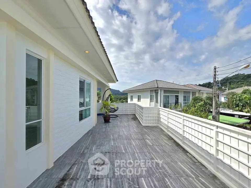 Spacious rooftop terrace with scenic views and modern design