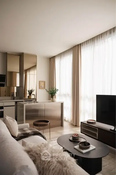 Modern living room with elegant decor and natural light