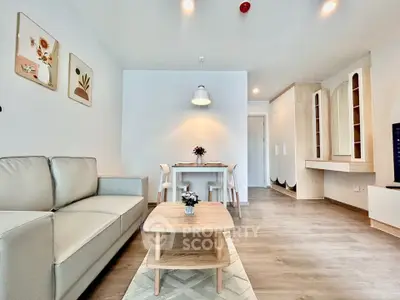 Modern living room with stylish decor and cozy seating area