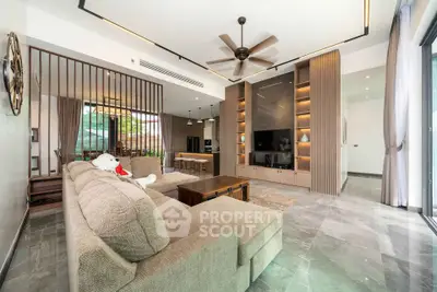 Spacious modern living room with elegant decor and open layout