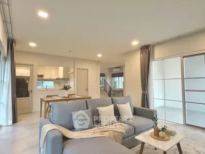 Spacious modern living room with open layout and stylish decor