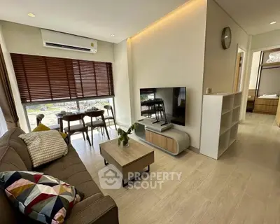 Modern living room with stylish decor and natural light