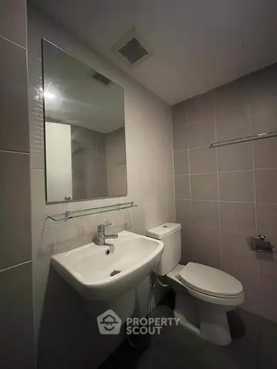 Modern bathroom with sleek fixtures and minimalist design