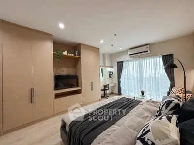 Modern bedroom with built-in wardrobe and cozy decor